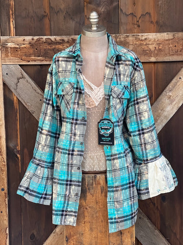 Flared Sleeve Flannel- NOT ALL WHO WANDER ARE LOST